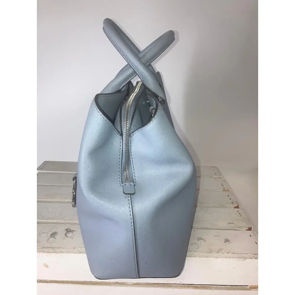 MICHAEL KORS, LARGE TRIPLE COMPARTMENT LIGHT BLUE HANDBAG